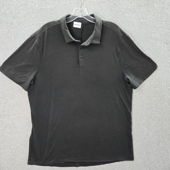 Lululemon Men Polo Shirt Large Black Evolution Short Sleeve Collar - Picture 1 of 8